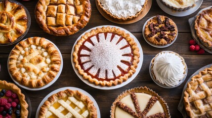 Assorted Desserts with Bright Colors and Rustic Background