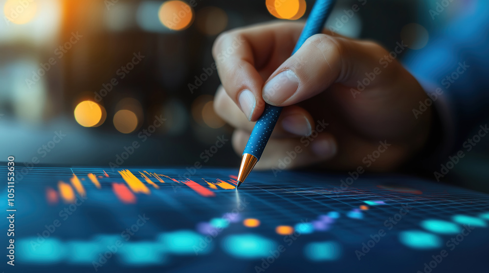 Aufkleber digital graph visualizes stock market trends and trading dynamics in real time