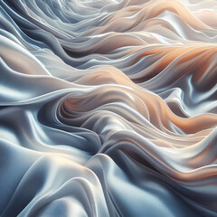 Silver Cloud Motion: Premium Silk Flow with Ethereal Wave Patterns and Sophisticated Surface Treatment