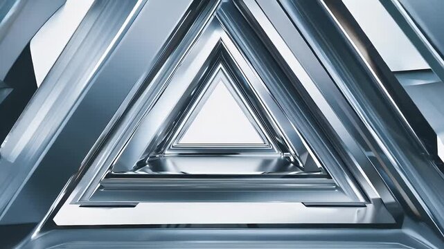 realistic 3D animation features looping abstract pattern moving silver metal triangles rendered ultrahighdefinition creating engaging motion background perfect various applications three