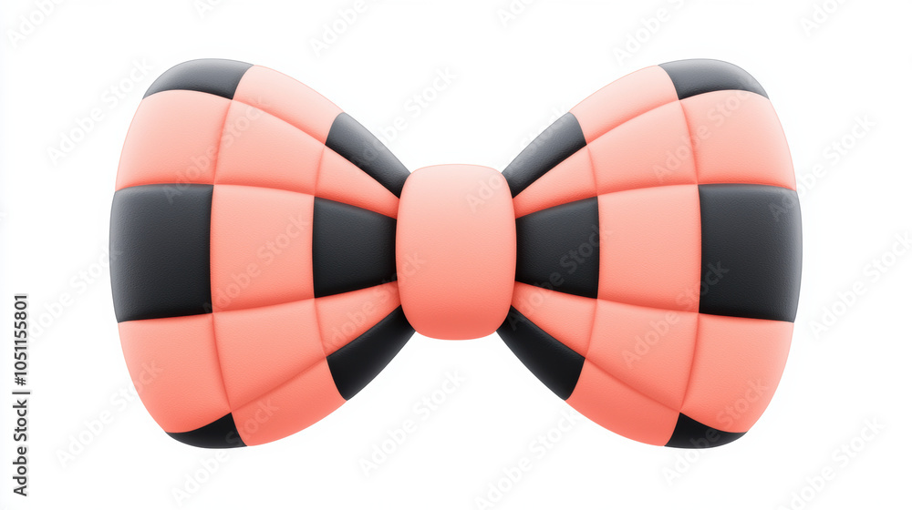 Poster vibrant and playful bow with checkered pattern in pink and black, perfect for adding cheerful touch 
