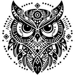 Ethnic owl head silhouette
