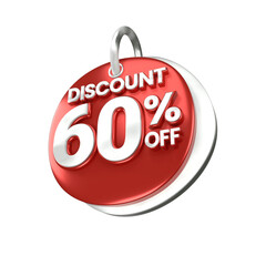 3d sales red and white discount price tag for composition 60 percent, amazing for product promotion