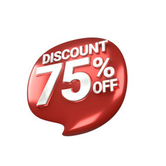 3d sales red and white discount price tag for composition 75 percent, amazing for product promotion