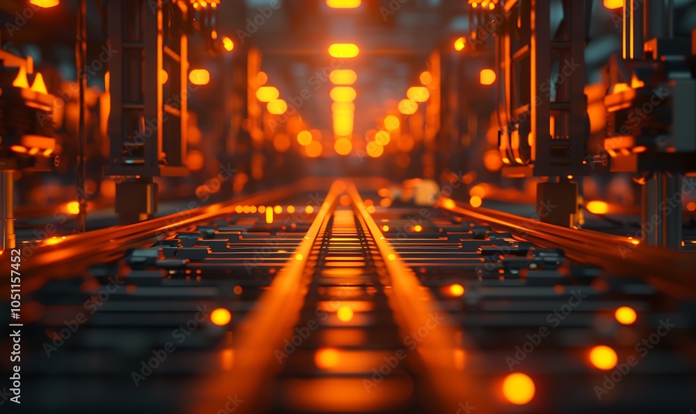 Poster high-tech industrial complex refining raw materials into energy with advanced robotic systems
