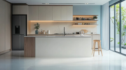 modern realistic kitchen in minimalistic style
