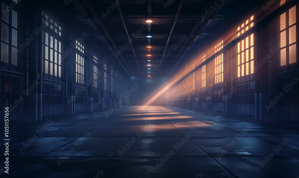 Poster high-tech industrial complex refining raw materials into energy with advanced robotic systems