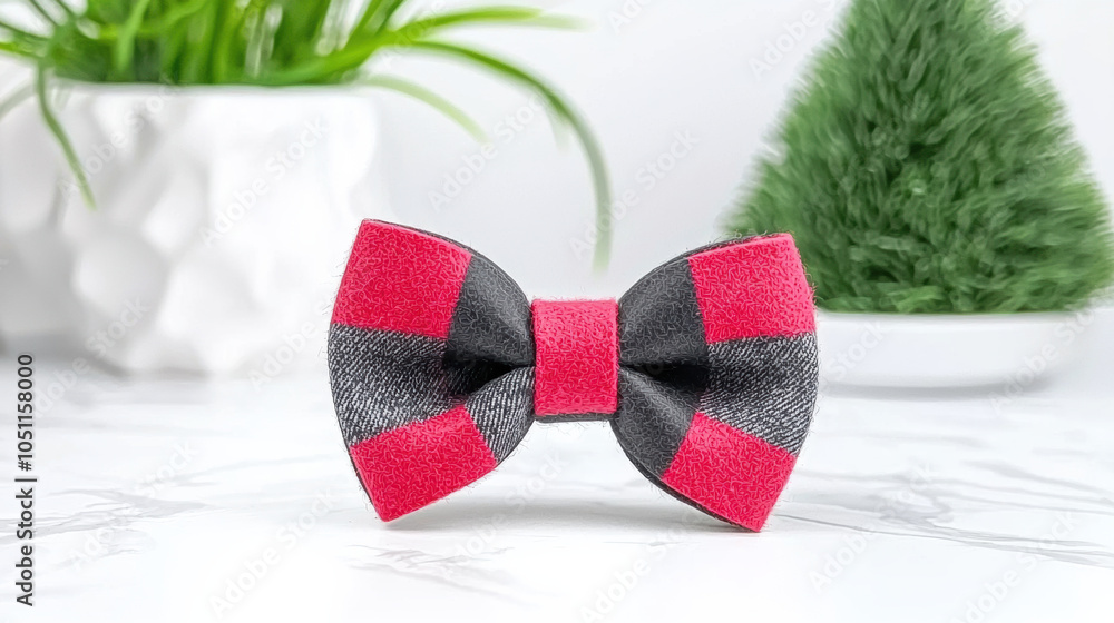 Poster stylish bow tie featuring red and black checkered pattern, perfect for adding touch of elegance to any outfit. soft fabric and unique design make it delightful accessory