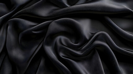 Fototapeta premium Black Satin Fabric Texture, textile, background, silk, smooth, elegant