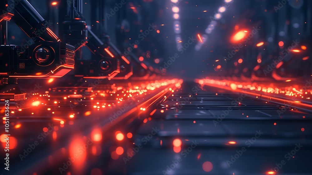 Aufkleber Neon-Lit High-Tech Factory With Advanced Robotics and AI Controlling Autonomous Manufacturing Processes