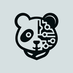 Tech panda Mascot logo design. cute panda vector illustration.