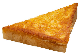 Cheese Toast Crispy cheese bread topped with Parmesan isolated on white background, Cheese bread on White Background PNG File.