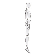 Side View Mannequin, Articulated Human Figure, Minimalist Mannequin Outline

