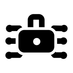 Cybersecurity icons in black and white, depicting various digital security concepts, including shields, locks, data networks, and privacy symbols. Ideal for use in tech.