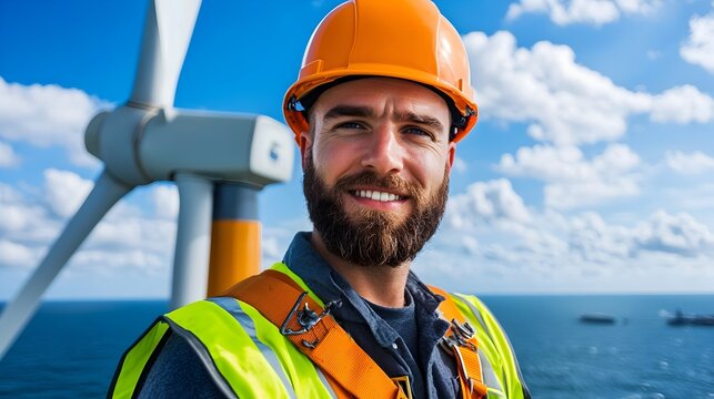 Skilled technician carrying out a critical turbine blade inspection while balancing on a narrow ledge wearing full protective gear and secured with safety harnesses