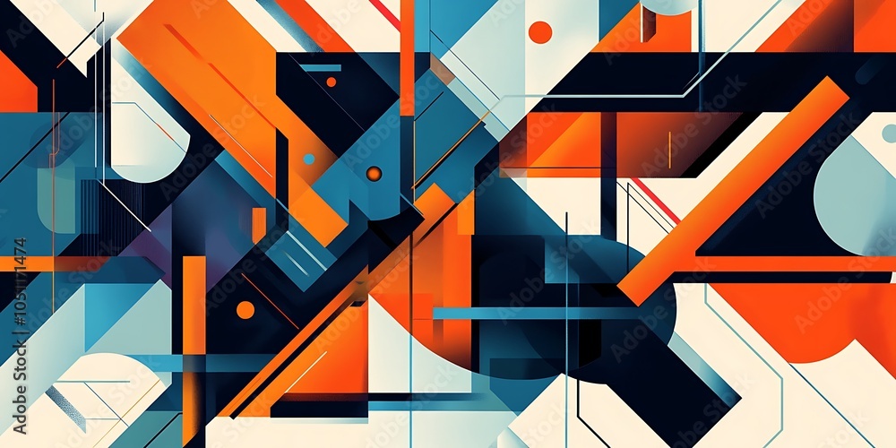 Poster an abstract vector graphic design poster background with an orange and blue color scheme, symmetrica