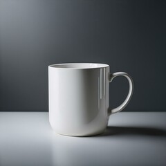 Obraz premium A Side View of a White Ceramic Mug on a Neutral Background