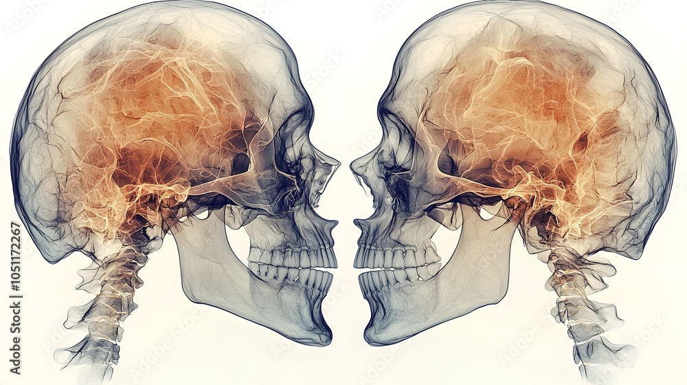 Poster detailed x ray image showing bone density levels on a clean white background with a flat design styl