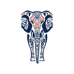 Ornate Elephant Silhouette with Red Accents