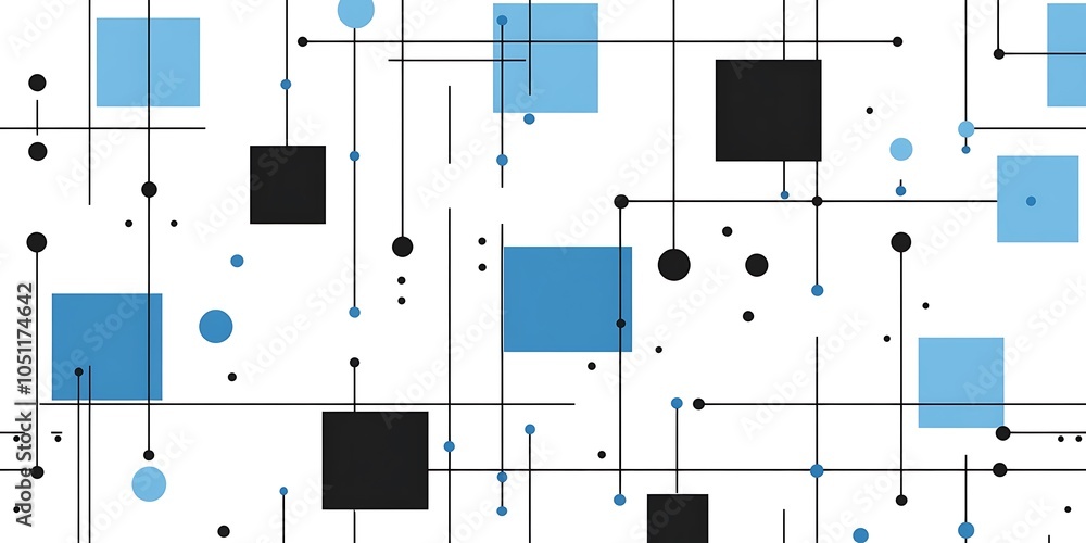 Poster a seamless pattern with digital blue and black lines, their colors creating an abstract tech-inspire