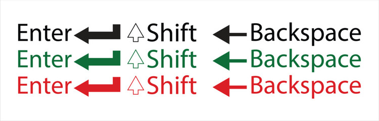 Shift, enter, backspace icon vector isolated on white background.