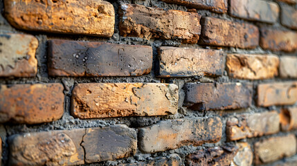 Naklejka premium Individual Bricks in a Wall Under Construction