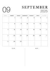 Black and White Simple Minimalist 2025 Year Planner,