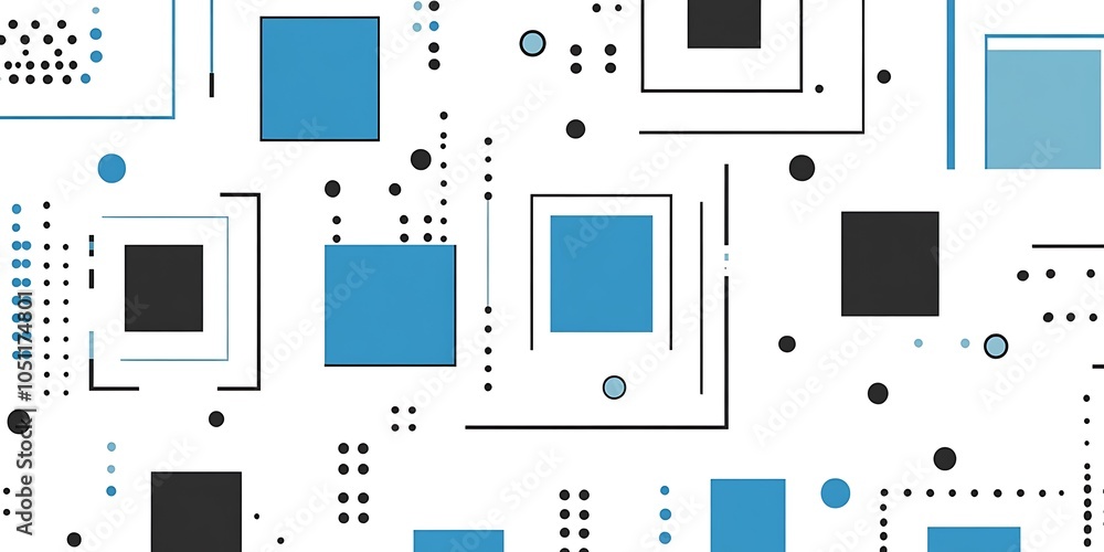 Poster a seamless pattern with digital blue and black lines, their colors creating an abstract tech-inspire