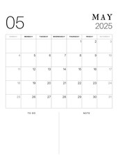 Black and White Simple Minimalist 2025 Year Planner,