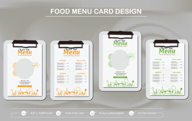 Printable Restaurant Food Menu Design Template healthy food flyer and restaurant menu card design and bifold brochure design template with mockup template.