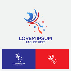 Fototapeta premium Eagle logo. Suitable for patriotic, sport, or corporate branding projects. Red and blue color scheme
