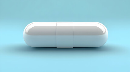 White Pill Capsule on Blue Background, medicine, drug, pharmacy, healthcare, medical