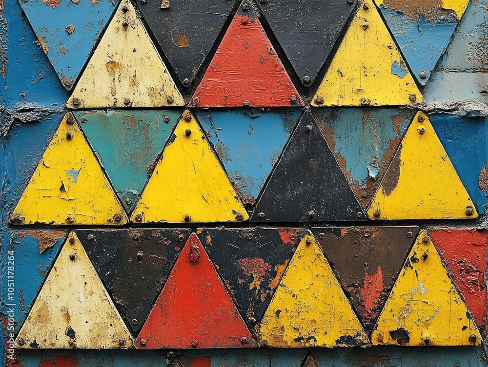 Poster a textured background of colorful triangles. this photo can be used for websites, brochures, or any 