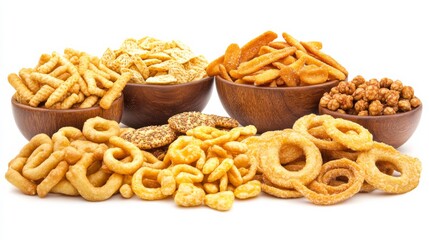 Modern Minimalist Snack Display on White Background