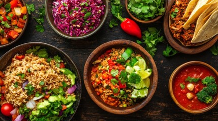 Rustic Presentation of Vibrant Traditional Meals