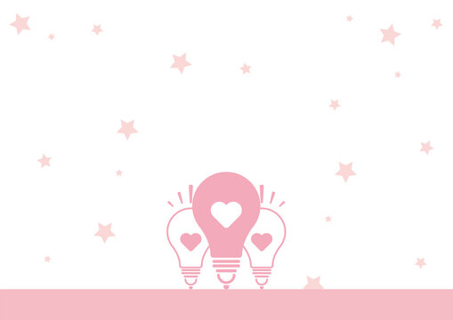 明かりを灯すカワイイ電球のイラスト　白背景素材