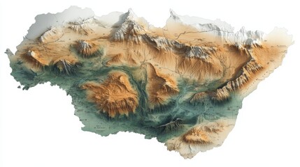 Fototapeta premium Journey through majestic peaks, an illustrated map of a breathtaking mountain range