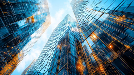 Fototapeta premium Architecture drawing banner backg business people walking in the corridor of an business center, pronounced motion blur, crowded bright modern light office movement defocused. office background busy.