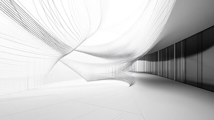 Naklejka premium Architectural Sketch of Modern House with Large Windows and Overhangs building construction perspective design, building sketch line drawing on white background 