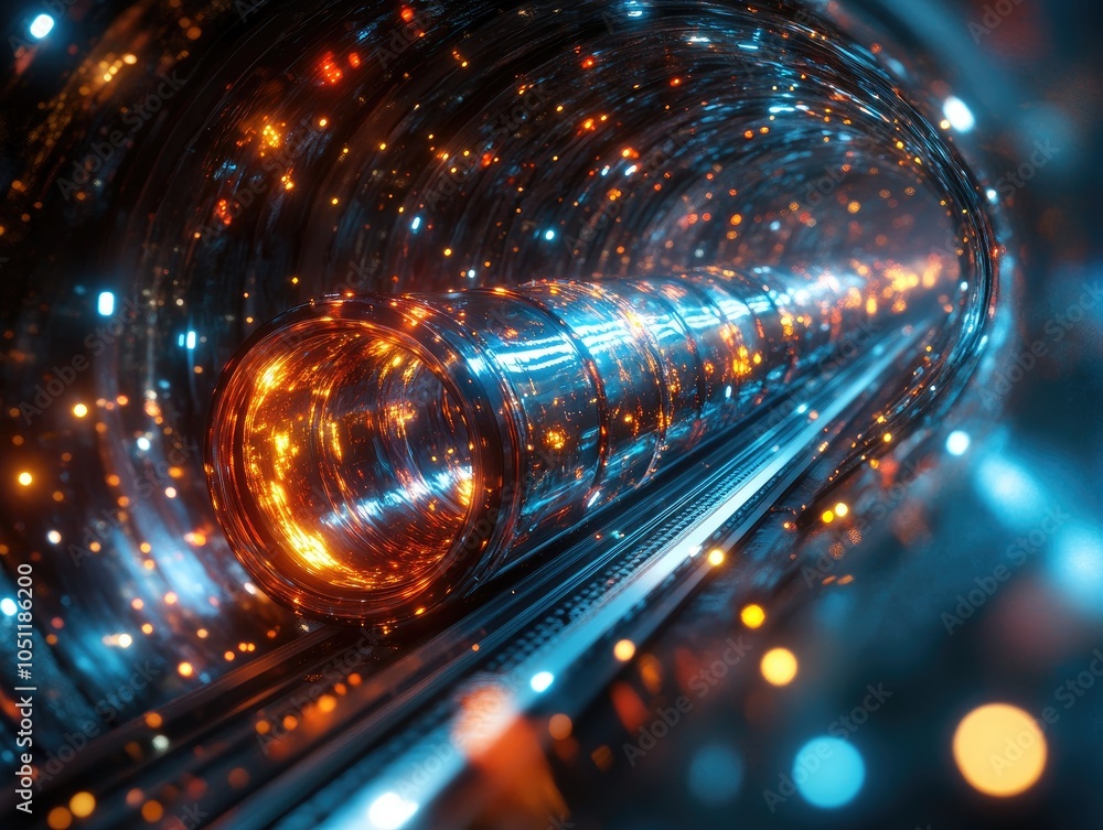 Poster abstract glowing tunnel with lights. a futuristic tunnel concept of a portal to a new world with glo