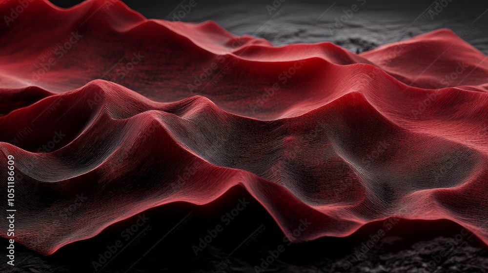 Aufkleber abstract red wave on black, a captivating display of color and movement in digital art