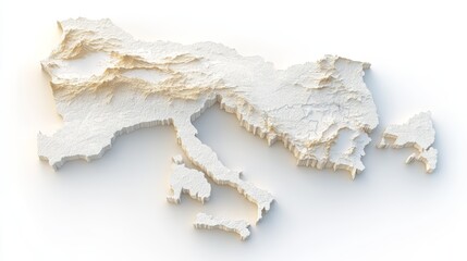 Fototapeta premium Journey through the balkans, explore the region's diverse terrain with this detailed 3d map