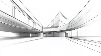 Obraz premium wireframe line as wide banner Home architecture interior project building or renovation refurbishment and restoration contractor service, mixed realistic and structural drawing 