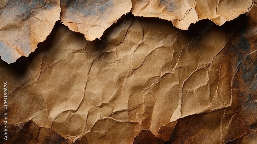 Poster crumpled brown paper with torn edges. this image is perfect for adding a vintage or rustic feel to y