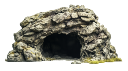 Cave entrance with brown rocks suitable for naturethemed designs, outdoor adventure concepts, geology educational materials, and travel brochures.