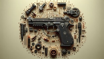 Futuristic Gun with Mechanical Elements