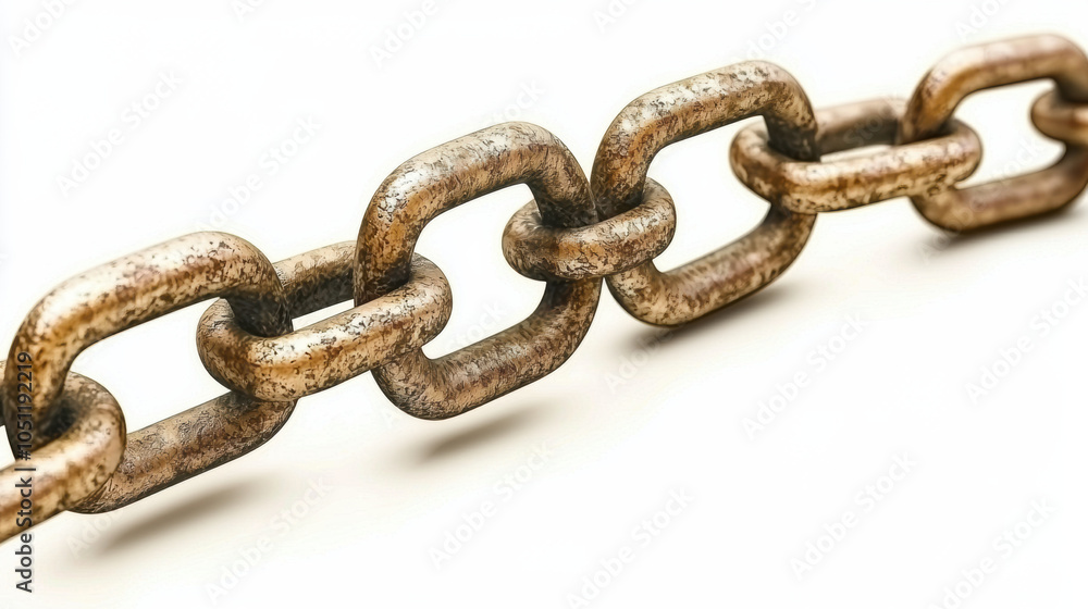 Poster close up view of rusty metal chain, showcasing its links and texture, symbolizing strength and conne