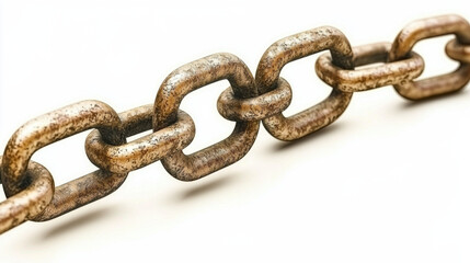Obraz premium close up view of rusty metal chain, showcasing its links and texture, symbolizing strength and connection. weathered appearance adds character and depth to image