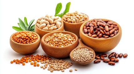 Fototapeta premium Creative Plant-Based Protein Dishes on White Background