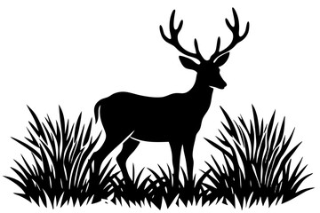 deer in the grass silhouette icon illustration